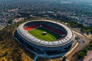 ai generado aéreo ver santiago estadio. generar ai foto