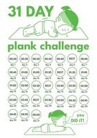 Kawaii boy doing plank exercises. Plank challenge vector