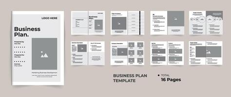 Corporate Business Plan template design with creative layout 16 pages design vector