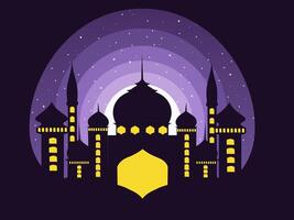 Ramadhan background with mosque and moon vector