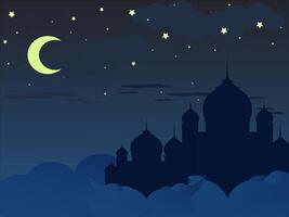 Ramadhan background with mosque and moon vector