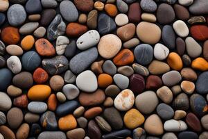 AI generated A macro shot of pebbles forming a unique beachside mosaic. Generative AI photo