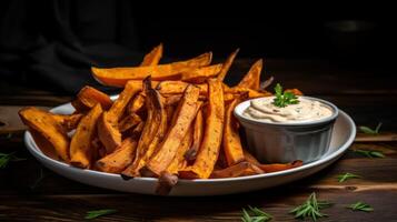 ai generado crujiente y grasiento dulce patata papas fritas generativo ai foto