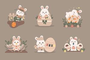 Easter Bunny Character Set vector