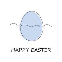 Easter card with egg drawn in one continuous line. One line drawing, minimalism. Vector illustration.