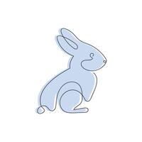 Rabbit drawn in one continuous line in color. One line drawing, minimalism. Vector illustration.
