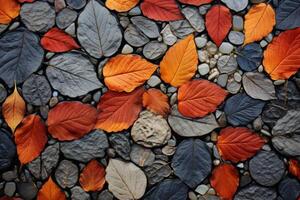 AI generated Fallen leaves creating a natural mosaic. Generative AI photo
