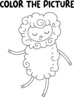 Kids coloring book page. Smiling sheep isolated on white background. vector