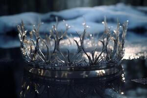 AI generated A crown made of glistening icicles. Generative AI photo