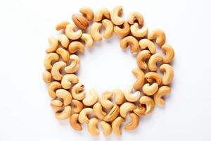 AI generated Cashew nuts arranged in a circular pattern. Generative AI photo