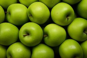 AI generated A pile of sweet and tart green apples. Generative AI photo