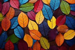 AI generated Fallen leaves creating a mosaic of colors. Generative AI photo