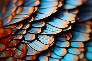 AI generated A detailed shot of a butterfly's intricate wing scales. Generative AI photo