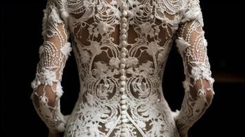 AI generated Intricate lacework on a wedding dress. Generative AI photo