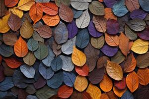 AI generated Fallen leaves creating a mosaic of colors. Generative AI photo