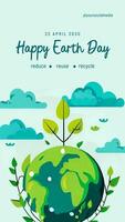 Tosca Green Illustration Earth Day Instagram Story template