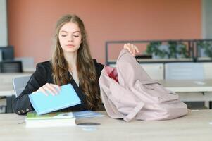 girl at the desk in school photo