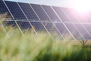 Solar panel against blue sky photo