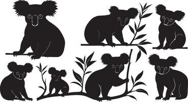 set of a koala silhouette vector illustration