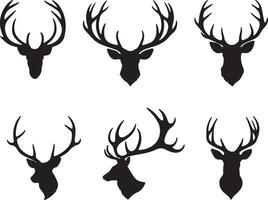 Set of a deer head silhouette vector