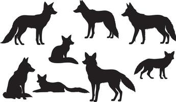 set of a fox silhouette vector