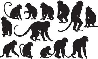 set of a monkey silhouette vector illustration