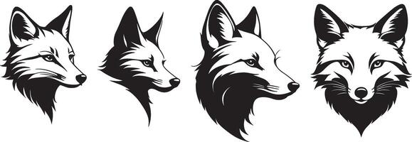 set of a fox head silhouette vector illustration