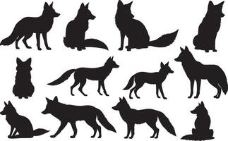 set of a fox silhouette vector