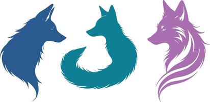 set of a fox silhouette vector