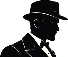 Stylized silhouette of gentleman isolated on white background. Vector illustration.