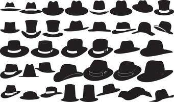 set of silhouettes hats vector illustration