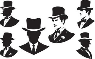 set of silhouette of a gentleman vector