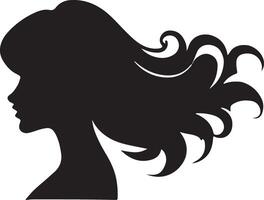 Black vector beautiful woman profile silhouette - fashion or beauty illustration