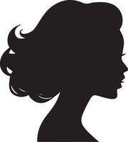 Black vector beautiful woman profile silhouette - fashion or beauty illustration