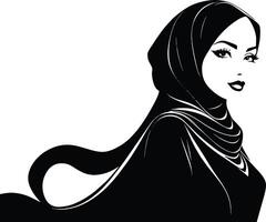 hermosa mujer musulmana en vector de silueta de moda hijab