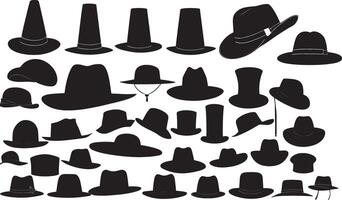 set of silhouettes hats vector illustration