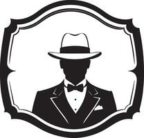 Stylized silhouette of gentleman isolated on white background. Vector illustration.