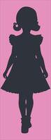 the silhouette of a little girl in a dress vector illustration