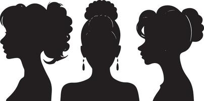 negro vector hermosa mujer perfil silueta - Moda o belleza ilustración