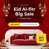 red elegant eid al fitr sale instagram post template