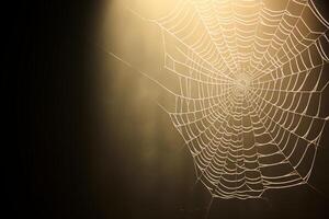 AI generated Delicate balance of light and shadow on a spider's web. Generative AI photo