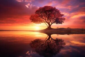 AI generated A breathtaking sunrise with warm tones of pink and gold. Generative AI photo