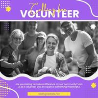 Purple and Yellow Volunteer Instagram Post template