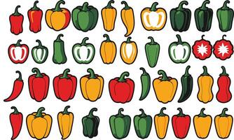 set of a pepper icon vector