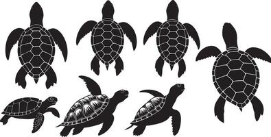 Set of a turtle silhouette vector