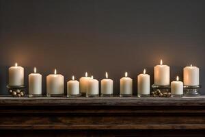 AI generated The serene beauty of candles on a mantle. Generative AI photo