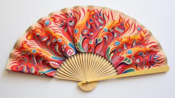 AI generated Hand-painted silk fan. Generative AI photo