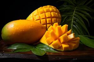 AI generated A juicy slice of mango with tropical flavors. Generative AI photo