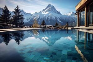 AI generated The beauty of a mountain reflected in a pristine pool. Generative AI photo