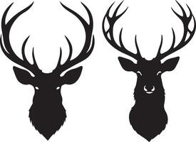 Set of a deer head silhouette vector